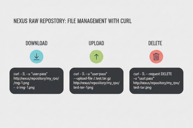 nexus(raw) 형태 리포지터리에서 curl을 이용한 파일 관리 명령어